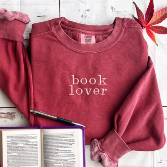 Tindallcloset &#039;Book Lover&#039; Embroidered Sweatshirt