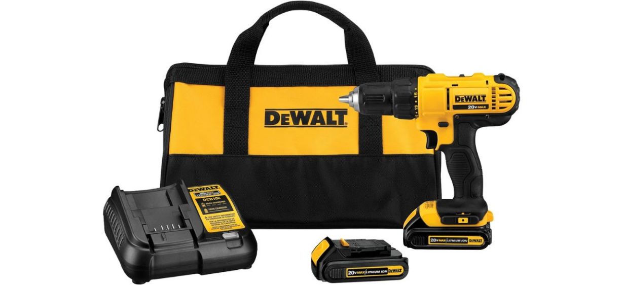 DeWalt drill kit on white background DeWalt drill kit on white background