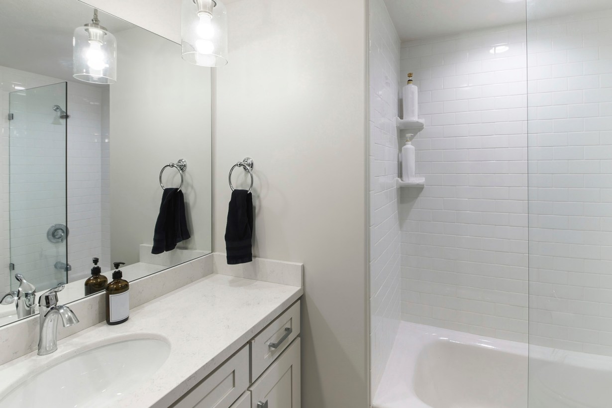 corner shelf in the bathroom