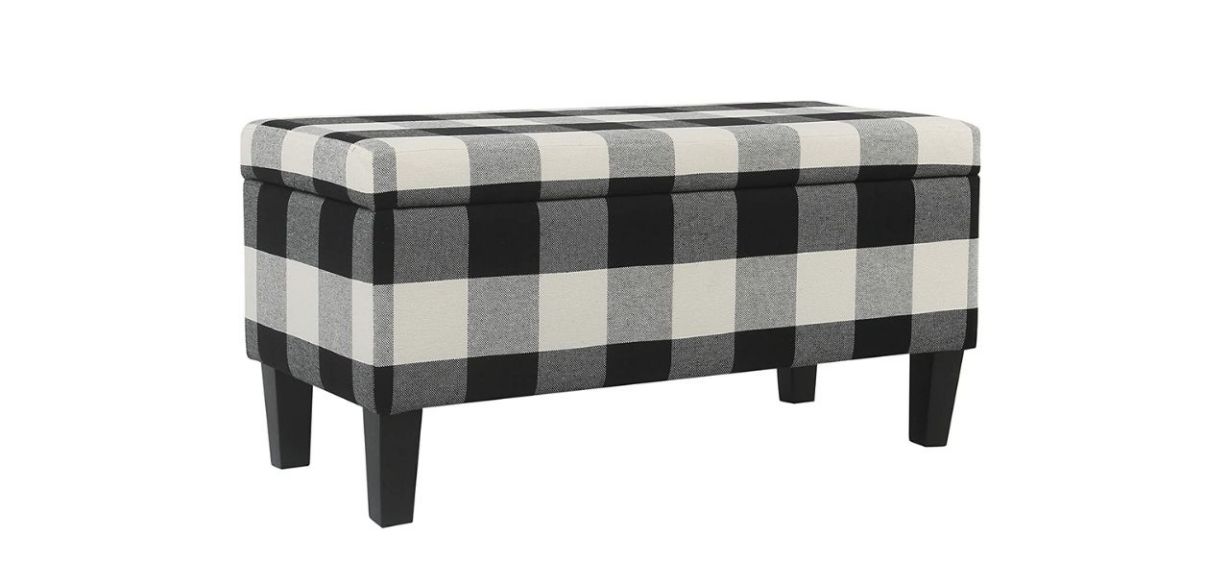 Best HomePop Large Upholstered Rectangular Storage Ottoman Bench with Hinged Lid