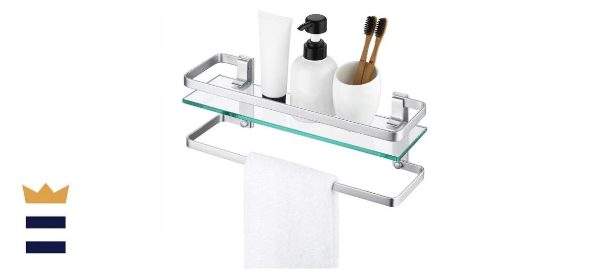 Kes Bathroom Shelf with Aluminum Towel Bar and Rail