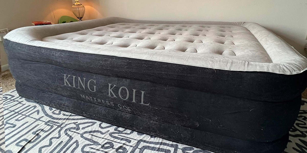 King Koil Luxury California King Air Mattress on area rug