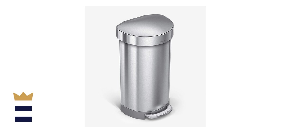 Simplehuman 12-Gallon Stainless Steel Semi-Round Kitchen Step Trash Can