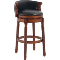 AULIFE Cow Top Leather Wooden Bar Stool with Back