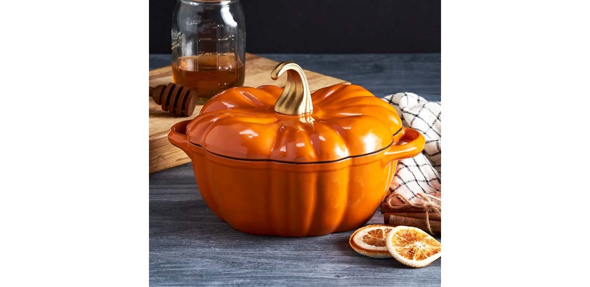 Smith and Clark Cast-Iron Pumpkin Figural Dutch Oven
