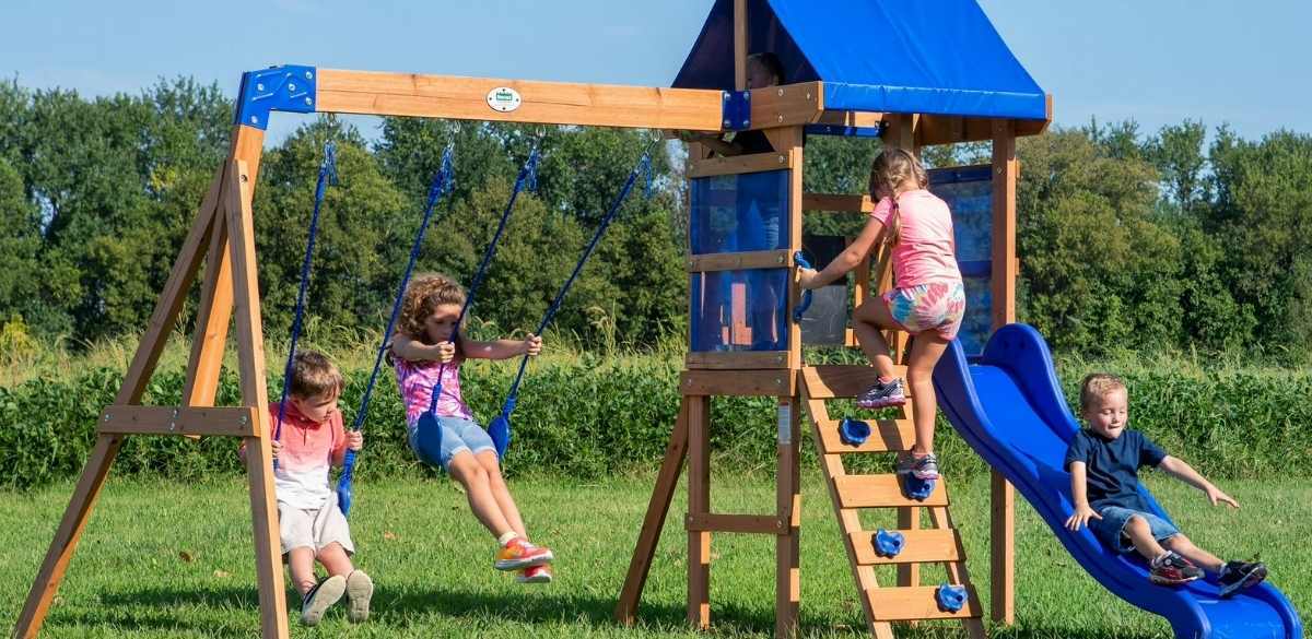 Backyard Discovery Aurora Wooden Cedar Swing Set