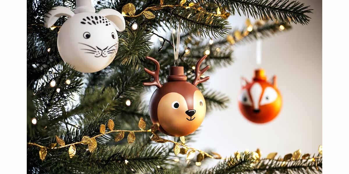  VINTERFINT Tree ornament set of 3, bauble animals