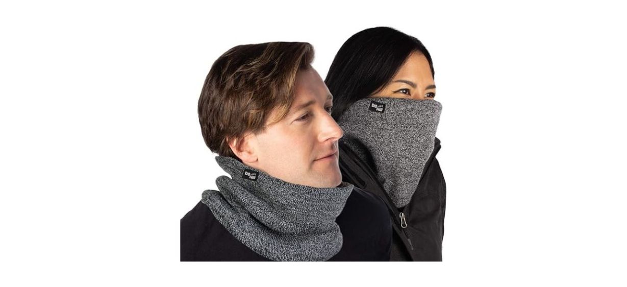 man and woman wearing DG Hill Thermal Neck Warmers 