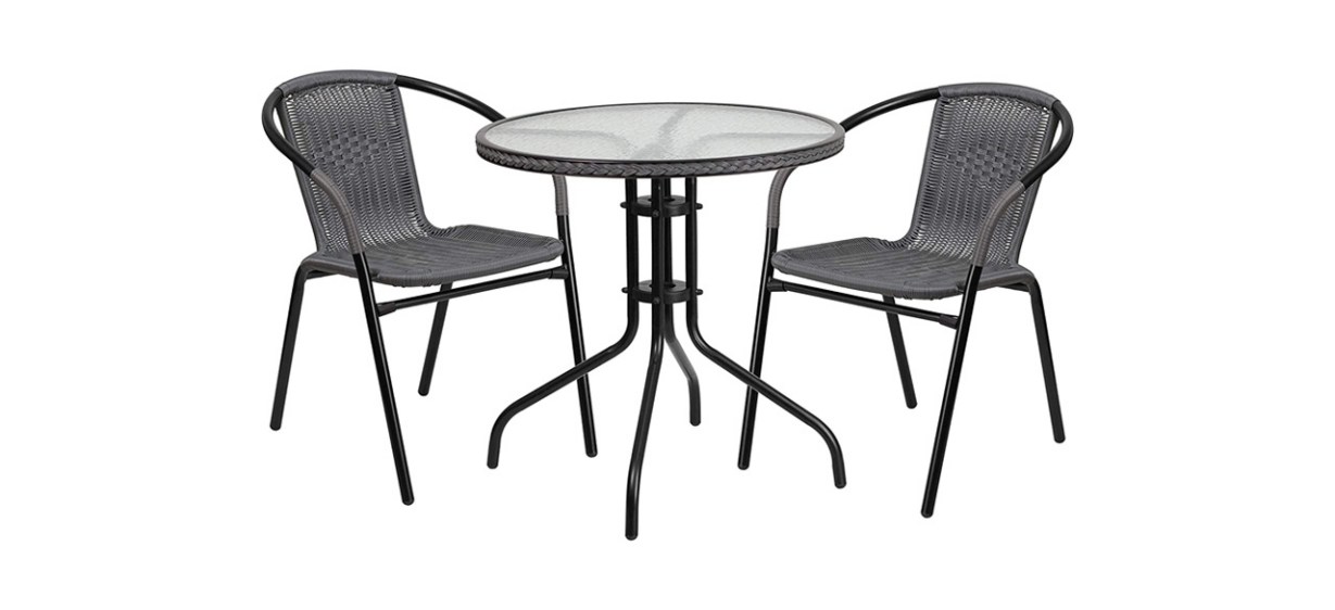 Best Flash Furniture Round Metal/Glass Table with Rattan Stack Chairs Best Flash Furniture Round Metal/Glass Table with Rattan Stack Chairs