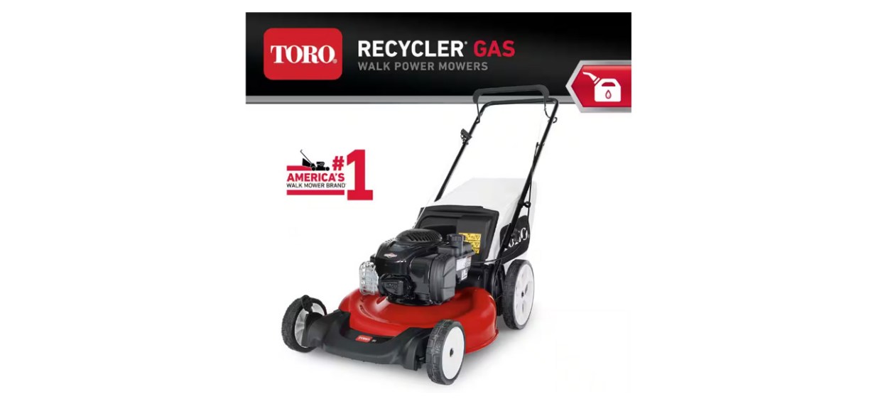 Toro Recycler Briggs and Stratton Push Mower on white background