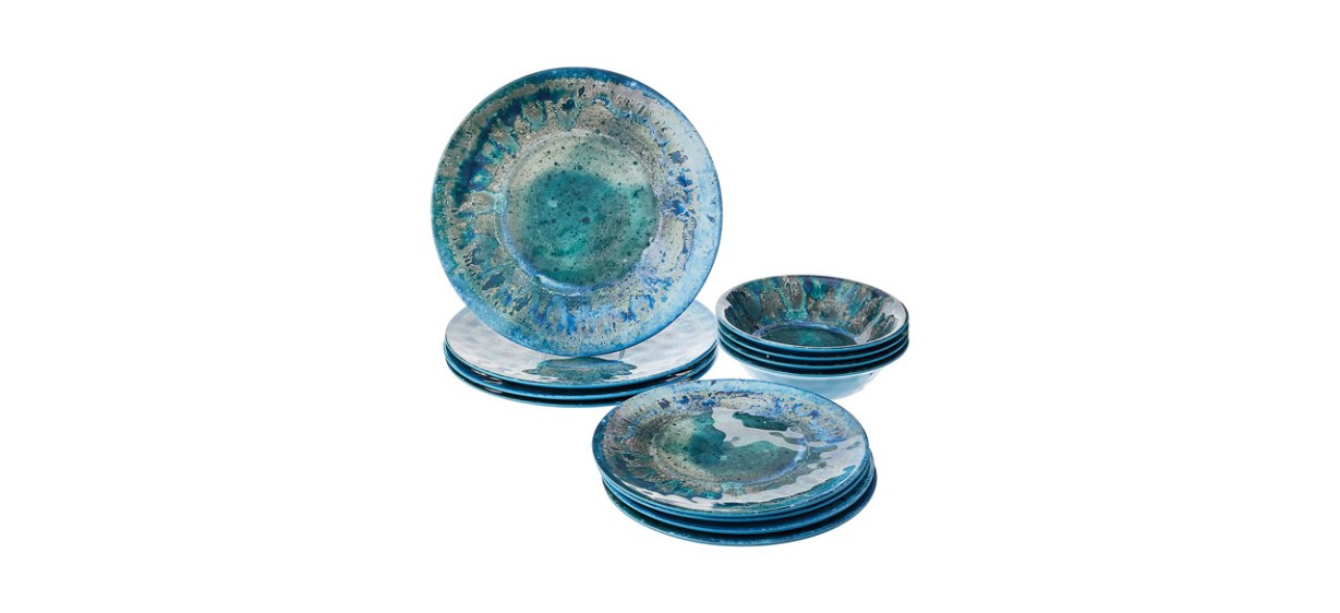 Certified International Radiance Teal Melamine Dinnerware Set
