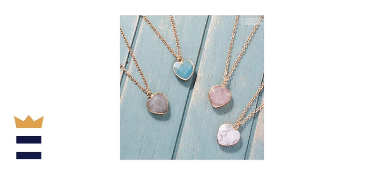 Cotacoco Rose Quartz Minimalist Heart Necklace