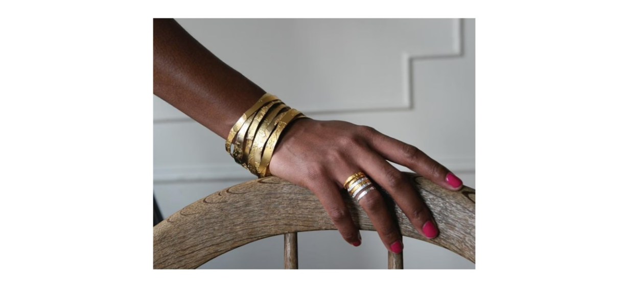 Hand Etched Gold-Plated Brass Bangle