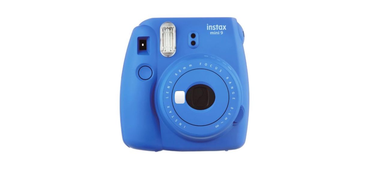 a blue Fujifilm Instax 9 Mini Instant Camera