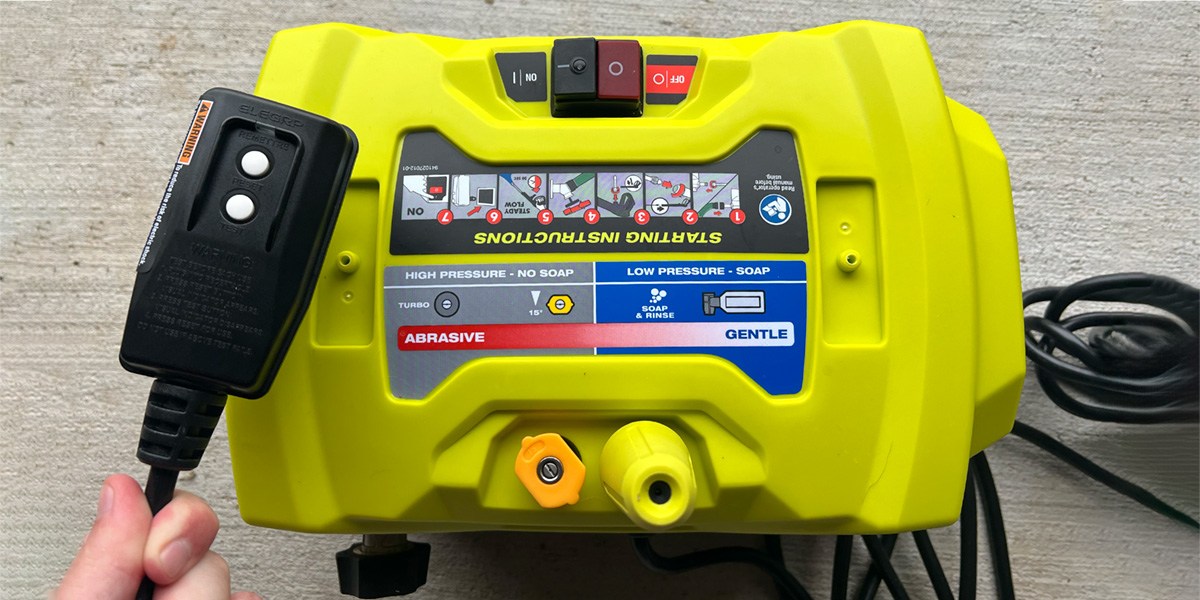 Ryobi 1800 psi Pressure Washer on pavement