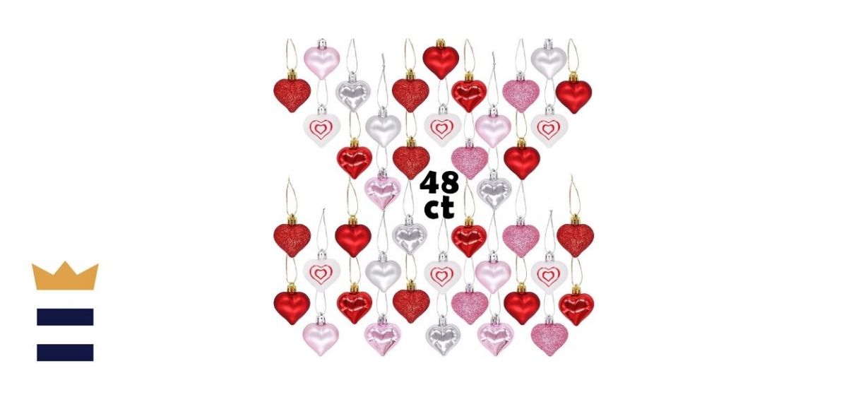 Ivenf Heart-Shaped Ornaments, 48-Piece Set