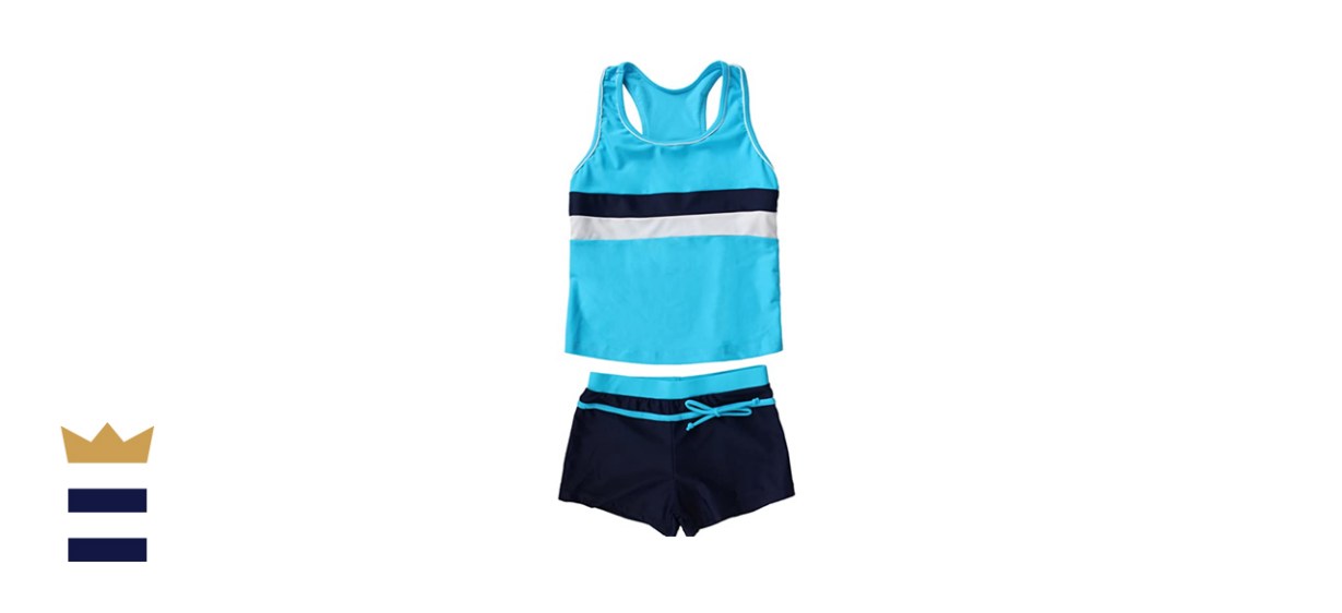 JerrisApparel Girls’ Two-Piece Boyshort Tankini Swimsuit