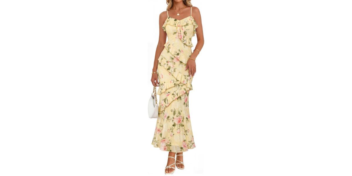 MEROKEETY Summer Floral Maxi Dress