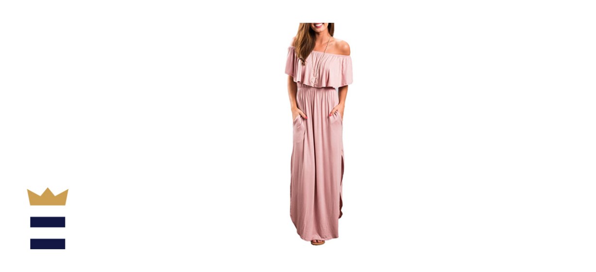 Sarin Mathews Off the Shoulder Ruffle Party Maxi Dress