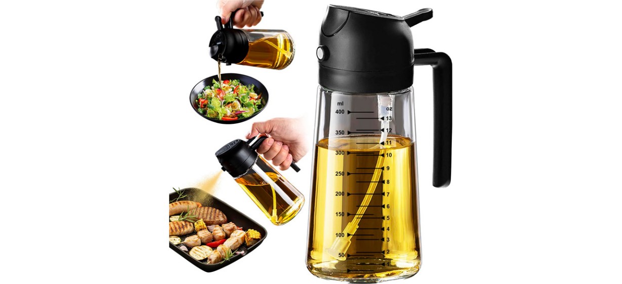 TrendPlain 16oz/470ml Glass Olive Oil Sprayer for Cooking 