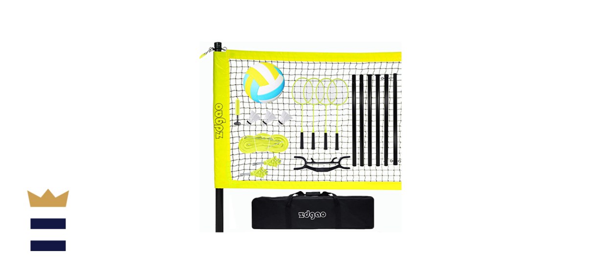 Volleyball and Badminton Set for Backyard and Outdoors 