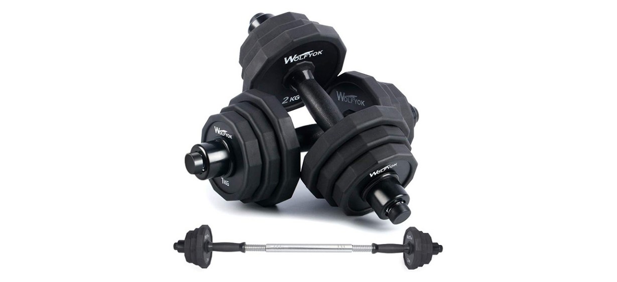 Wolfyok 44 Pounds Dumbbell and Barbell Set