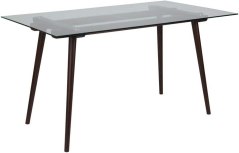 Flash Furniture Meriden Rectangular Solid Espresso Wood Table with Clear Glass Top