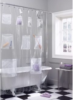 Maytex Mesh Pockets PEVA Shower Curtain and Bath Organizer