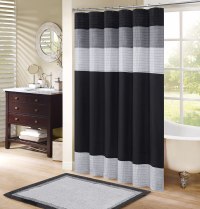 Comfort Spaces Windsor Bathroom Shower Pieced Microfiber Bath Curtains.