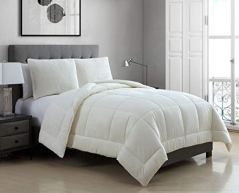 KingLinen 3-Piece Micromink Sherpa Oversized Ivory Comforter Set