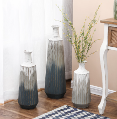 Dakota Fields 3 Piece Marchmont Gray Metal Floor Vase Set