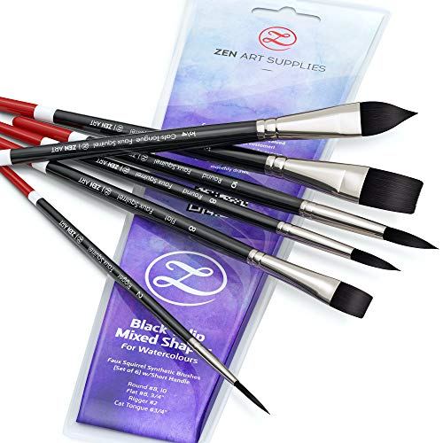 ZenART 6-piece Black Tulip Watercolor Paint Brushes